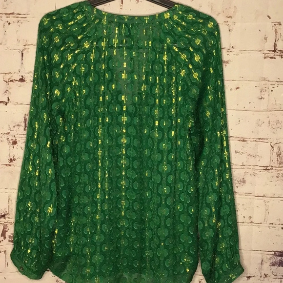 ✨J Crew Green with Gold Accent Women's Top Size Small - Picture 3 of 6